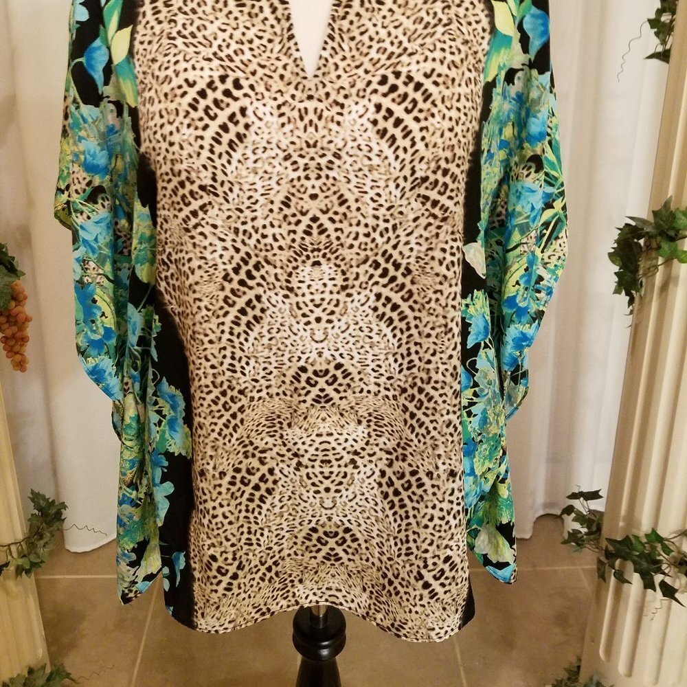 Dana Buchman coverup leopard flower print NWOT M - Picture 2 of 7
